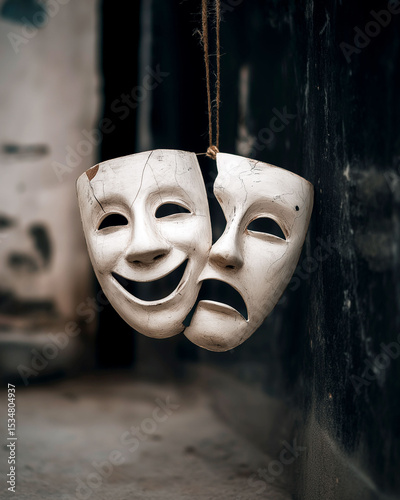 Emotional manipulation psychology relationship. A masked face representing hidden emotions in relationships.