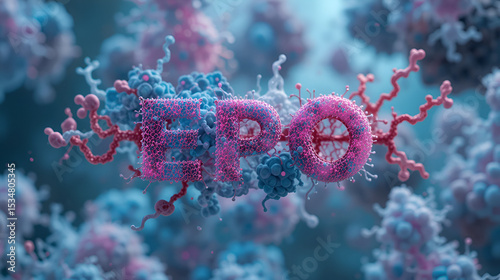 Erythropoietin (human EPO, epoetin) protein hormone, 3D renderin