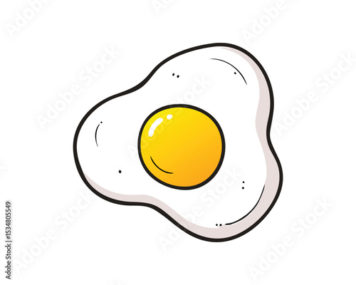 Fried Egg with Bright Yellow Yolk and Crisp White Egg White