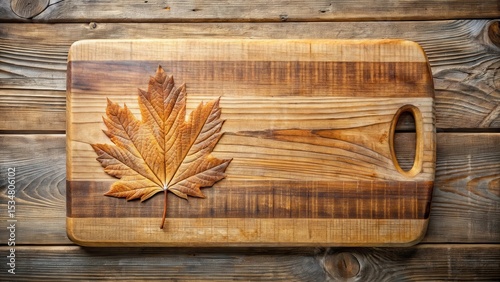 Distressed Wooden Cutboard with Leaf Pattern