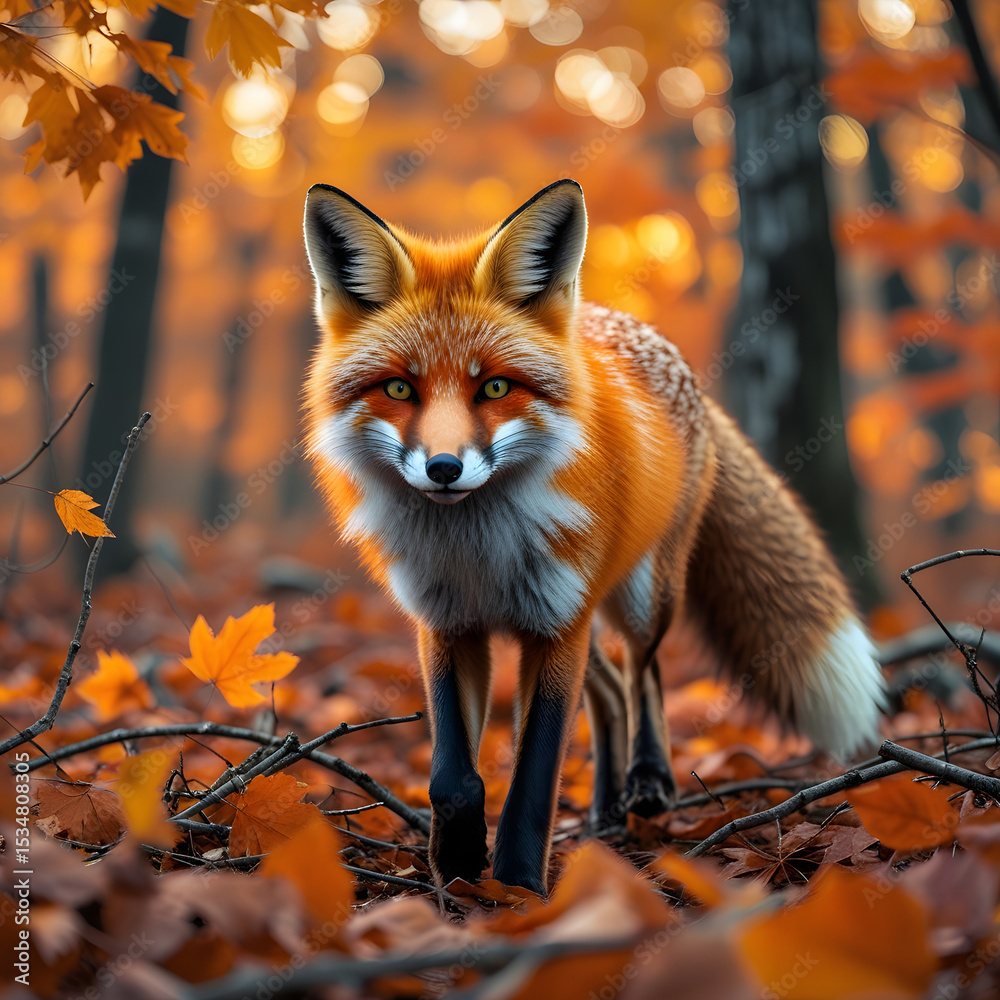 Fototapeta premium Red fox in the jungle 