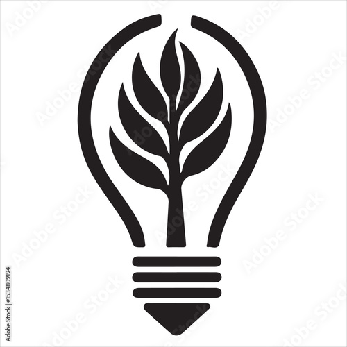 green energy bulb silhouette