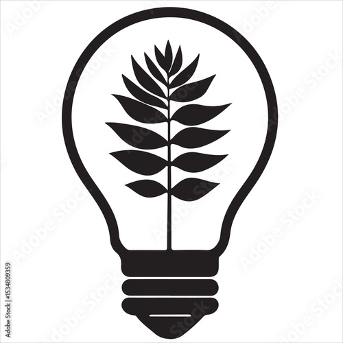 green energy bulb silhouette