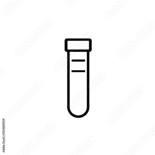 Black Outline Icon of Laboratory Test Tube with Two Horizontal Lines Inside
