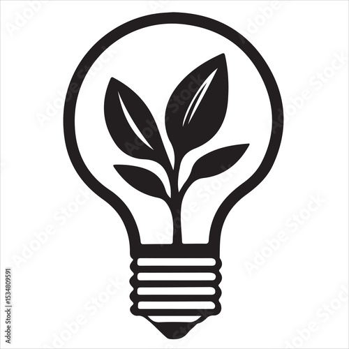 green energy bulb silhouette