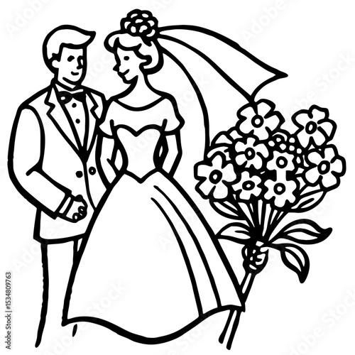  croquis-with-bouquet--wedding