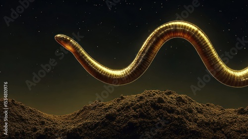 Gold worm on dark hills