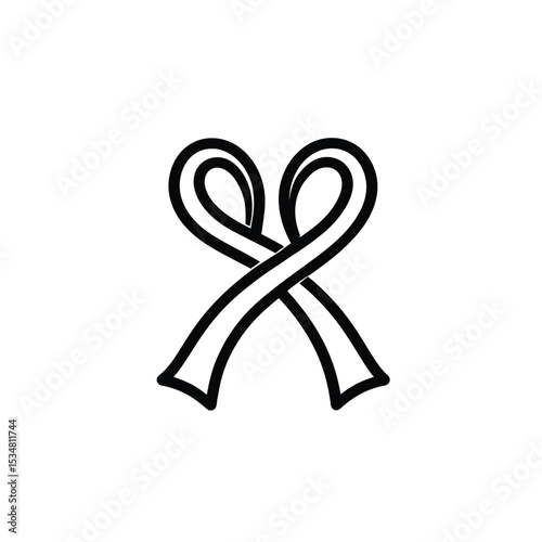 Black Ribbon Illustration Awareness Symbol Icon, Support Cause and Ribbon Art