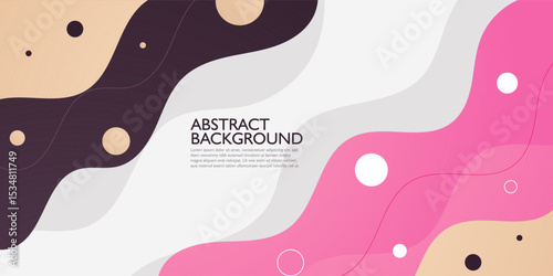 Abstract colorful wave fluid banner background. Simple brown and pink wave fluid shapes pattern on bright white background. Eps10 vector