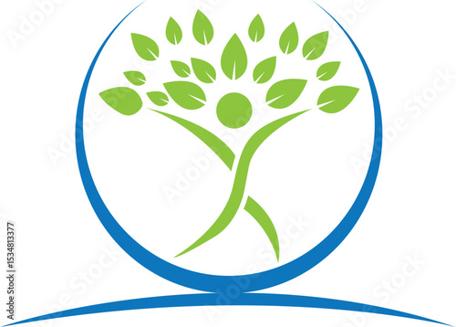 Human tree logo design environmentally icon template vector
