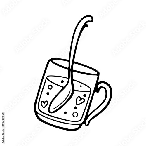 cute hot drink icon with love symbols