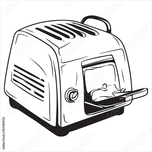toaster silhouette line art vector illustration with a white background