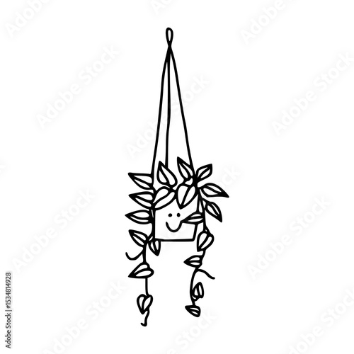 cartoon doodle of hanging plant