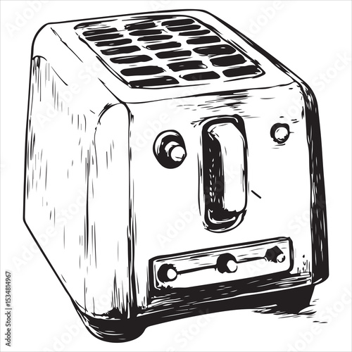 toaster silhouette line art vector illustration with a white background
