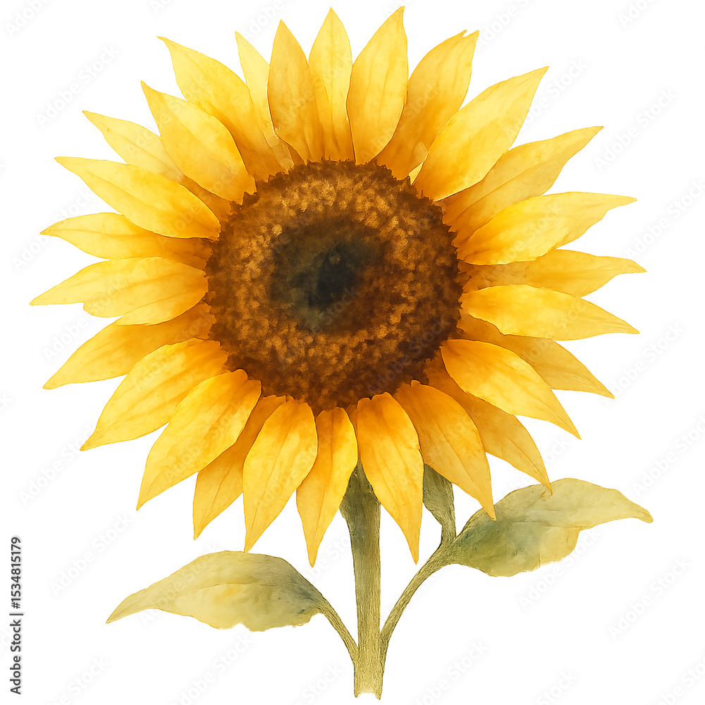 Naklejka premium Bright Sunflower Bloom Isolated on White