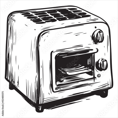 toaster silhouette line art vector illustration with a white background
