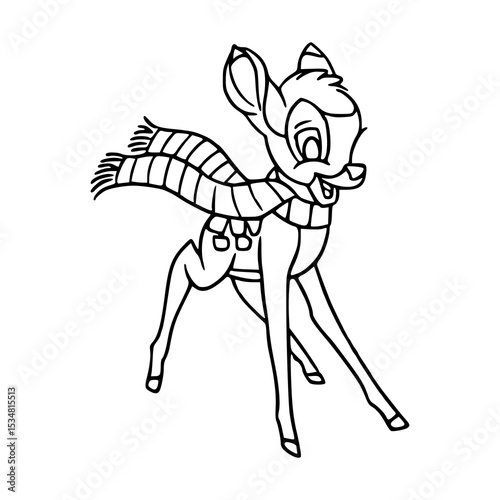 Christmas deer with warm scarf vector art