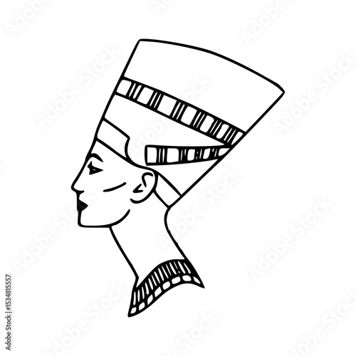 ancient Egyptian queen profile line art