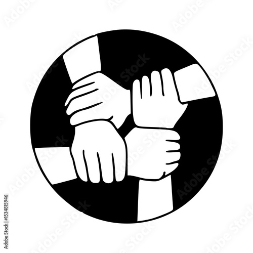 hands holding together in a circle - teamwork concept