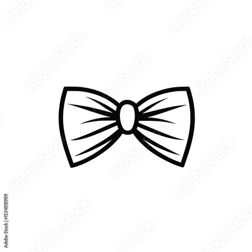 Elegant Black Outline Bow Tie Icon for Formal Wear and Design Elements