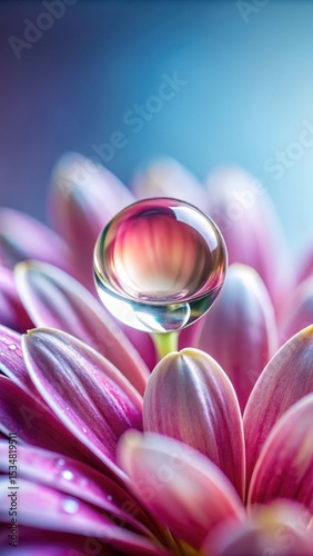 Delicate petals unfolding in a drop of water