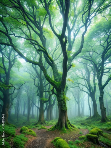 Dense foliage with misty atmosphere and eerie silence