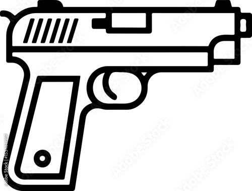 handgun Outline Icon Pistol Firearm Line Art