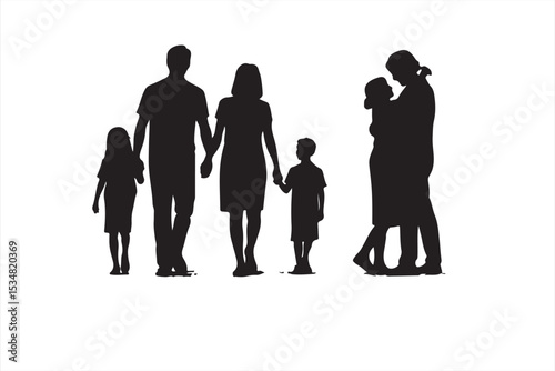 Heartfelt Family Silhouettes with Motivational Quote Emphasizing Love