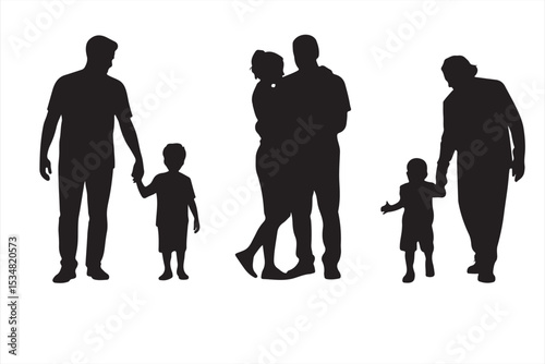 Vector Collection of Family Silhouettes Representing Diversity and Unity
