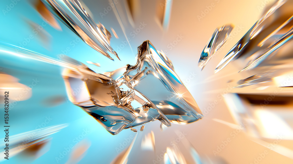 Obraz premium A dynamic view of shattered ice, showcasing the beauty of translucency and the intricate patterns within each shard.