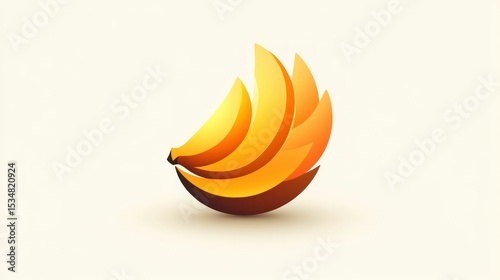 Abstract design featuring stylized bananas in gradient shades of yellow to brown
