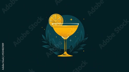 Elegant cocktail presentation with citrus garnish on a dark background