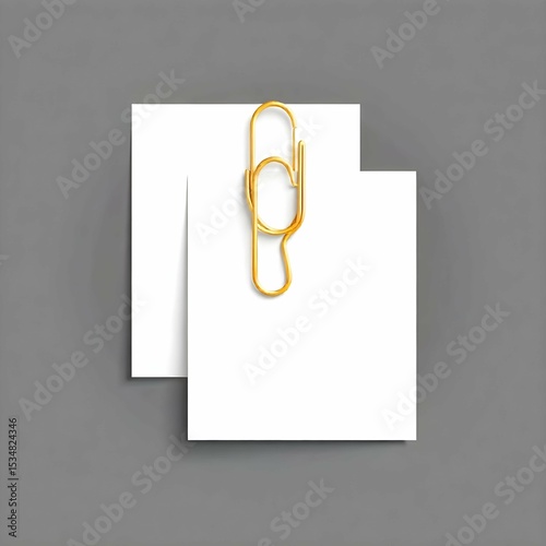 Minimalist black and white vector icon of a paperclip attaching two documents, clean line art, no background