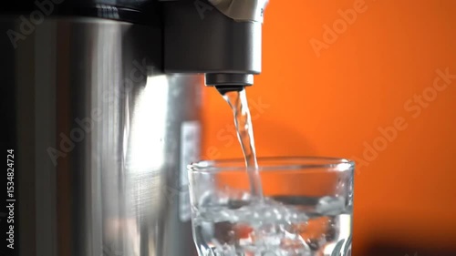 pouring water into glass