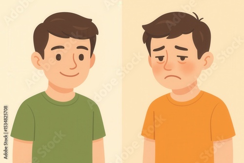 Wallpaper Mural Happy and Sad Emotions in Young Boy Characters Illustration Torontodigital.ca