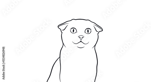 Cartoon Cat Character Illustration with Friendly Expression in Simple Line Art Style