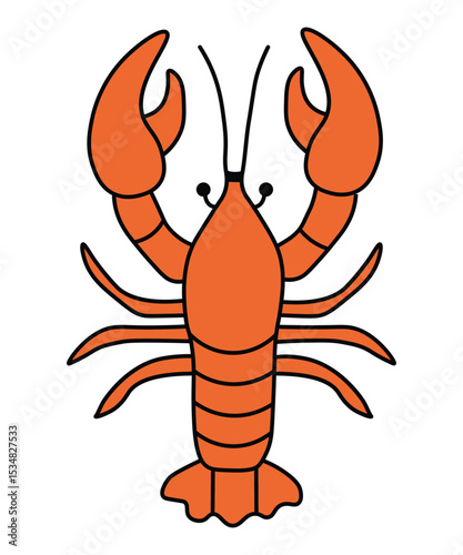 Cute Red Lobster Cartoon Illustration