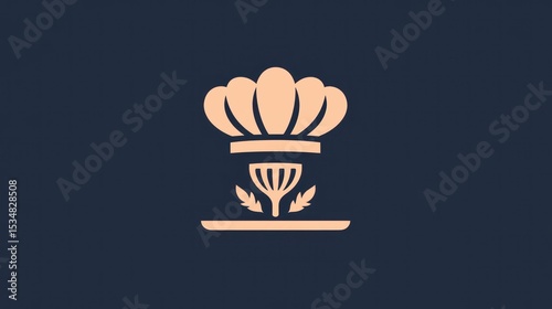 Elegant culinary icon featuring a crown, serving dish and wheat elements