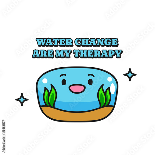 water change are my therapy, cute mascot design for aquascaper shirt. aquarium maintenance