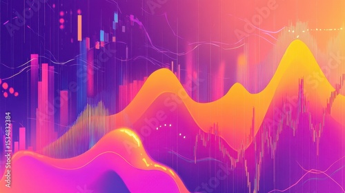 Modern Vector Illustration of Financial Chart with Colorful Trends