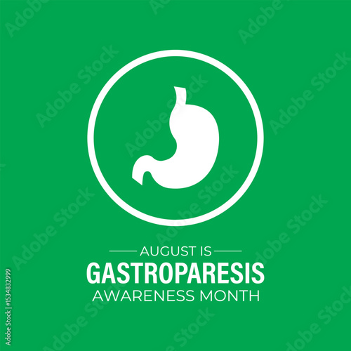 August is Gastroparesis Awareness Month Support, Educate  Empower for Digestive Health. A concept for healthcare and medicine. Creating for web banner, cards, prints, social media, poster background.