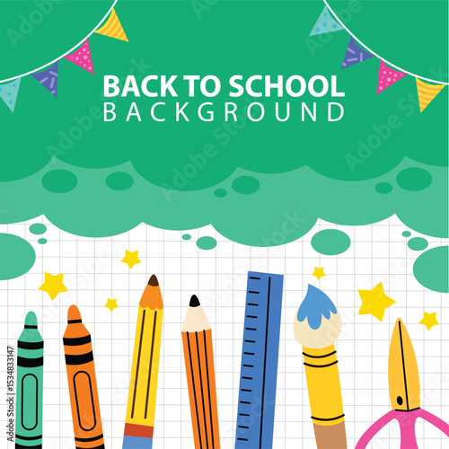Back to school element template vector background