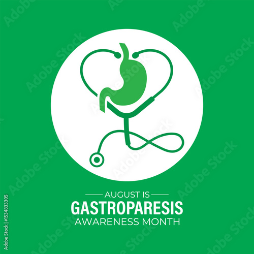 August is Gastroparesis Awareness Month Support, Educate  Empower for Digestive Health. A concept for healthcare and medicine. Creating for web banner, cards, prints, social media, poster background.