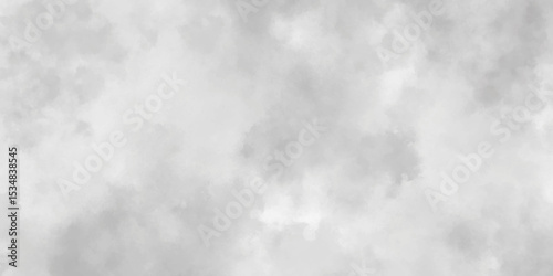 Abstract white and gray isolated cloud cumulus clouds. Gray aquarelle painted realistic fog or mist smoky textured canvas design. White and ash messy wall stucco texture background.