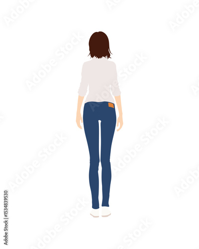 Flat vector people and illustration, woman with casual outfit