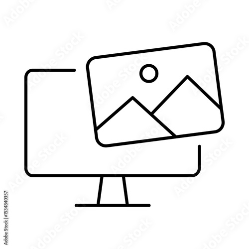 Monitor Line Editable Stroke Icon. PC, Computer Functions, Settings, Technology, Security, Shopping, Wallet, Marketing, Promotion, Communication Vector Illustration.