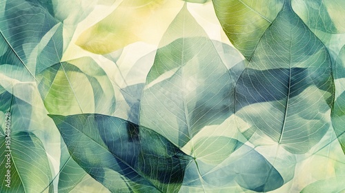 Abstract ethereal leaf arrangement creates a calm serene environment