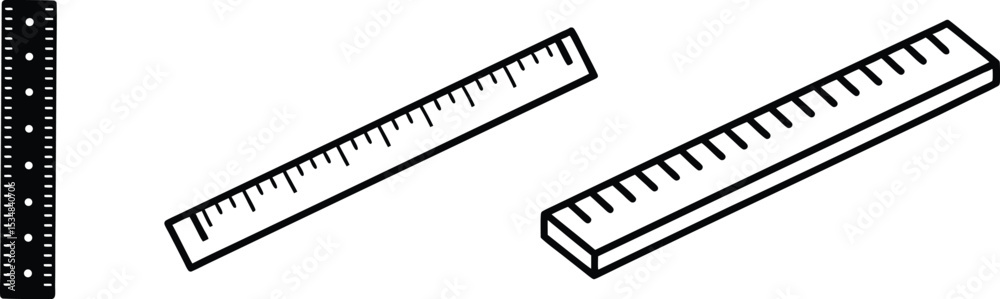 Fototapeta premium Black and White Ruler Clipart Vector Illustration.