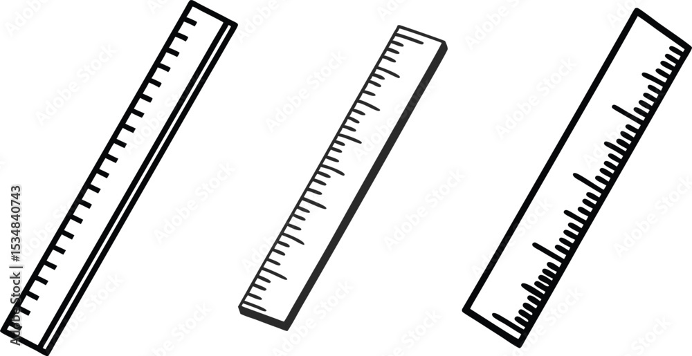 Fototapeta premium Black and White Ruler Clipart Vector Illustration.