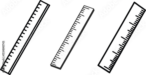 Black and White Ruler Clipart Vector Illustration.